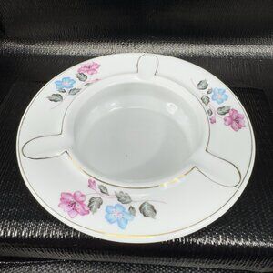 Tientsin Porcelain TP Stoneware Ashtray Dish Bowl With Floral Pattern Design